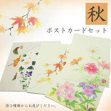 画像をギャラリービューアに読み込む, ポストカード【秋】<br>3枚セット<br>オリジナル/季節の花